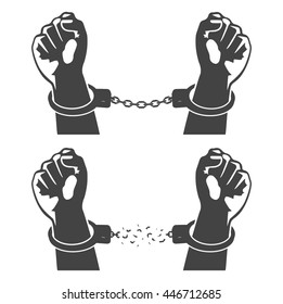 Human Hands In Handcuffs