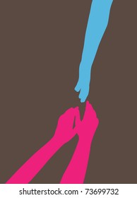 human hands helping one each other, symbol of help and protection