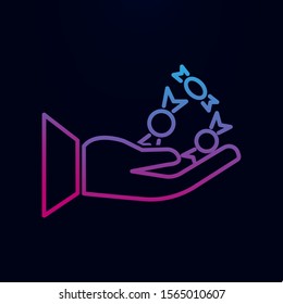 Human hands hold candy halloween nolan icon. Simple thin line, outline vector of halloween icons for ui and ux, website or mobile application