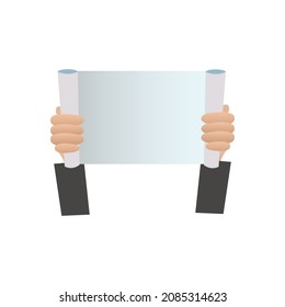 Human hands holding blank poster