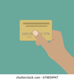 Human hands holding credit card