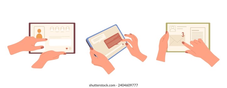 Human hands holding digital tablet pc using application for online communication in social media - Powered by Shutterstock - Get 15% off with code: PIKWIZARD15