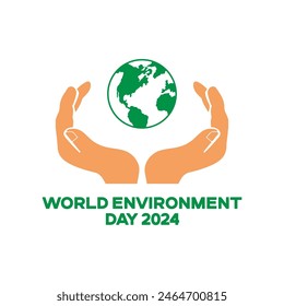 Human Hands holding Earth Concept. World Environment Day. 5 June. Editable EPS file.
