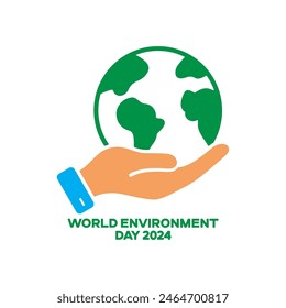 Human Hands holding Earth Concept. World Environment Day. 5 June. Editable EPS file.