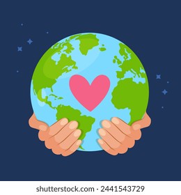 Human hands holding Earth planet as a concept of protecting world