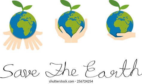 Human hands holding Earth, Save world vector concept.