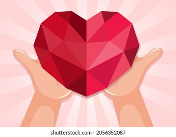 Human hands holding heart  illustration