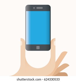 Human hands holding mobile phone with curved screen edge with copy space for your text. Idea - New mobile technologies for user interface.