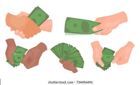 Human hands holding money vector illustration businessman financial rich people body part