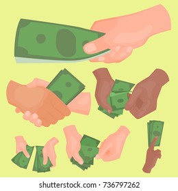 Human hands holding money vector illustration businessman financial rich people body part