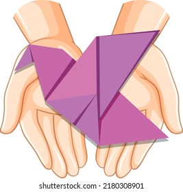 Menschliche Hände, die Origami-Vogelsymbol - einzelne Abbildung