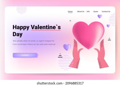 human hands holding pink heart people in love celebrating happy valentines day horizontal