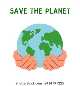 Human hands holding planet Earth. Ecology concept. Environment concept.	