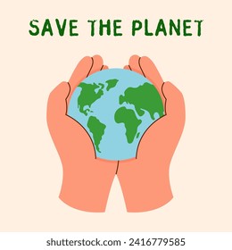Human hands holding planet Earth. Ecology concept. Environment concept.