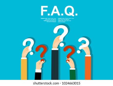 Human Hands Holding Question Mark, FAQ In Flat Design Style, Vector Illustration