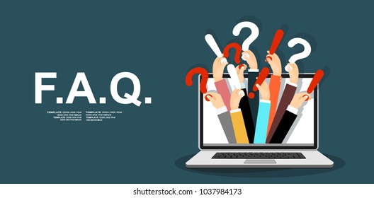 Human Hands Holding Question Mark, FAQ In Flat Design Style, Vector Illustration