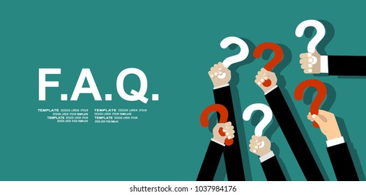 Human hands holding question mark, FAQ in flat design style, vector illustration