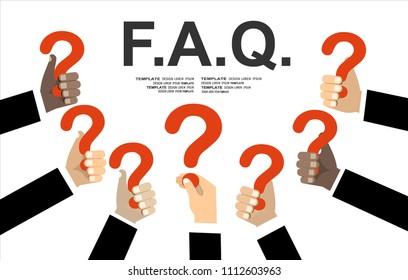 Human hands holding question mark, FAQ in flat design style, vector illustration