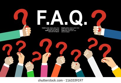 Human hands holding question mark, FAQ in flat design style, vector illustration