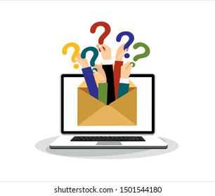 Human hands holding question mark, FAQ in flat design style, vector illustration