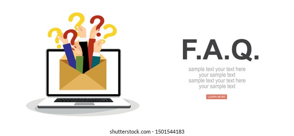 Human hands holding question mark, FAQ in flat design style, vector illustration
