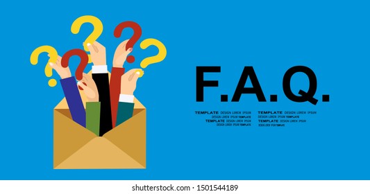 Human hands holding question mark, FAQ in flat design style, vector illustration