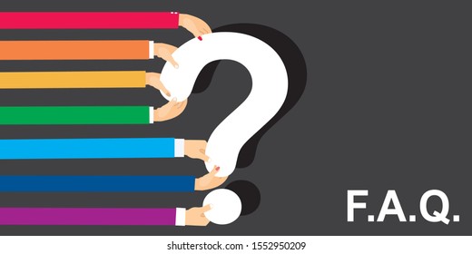 Human hands holding question mark, FAQ in flat design style, vector illustration