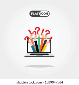 Human hands holding question mark, FAQ in flat design style, vector illustration