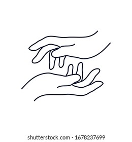 human hands icon over white background, minimalist tattoo concept, line style, vector illustration