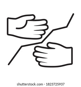 icono de manos humanas sobre fondo blanco, estilo de línea, ilustración vectorial