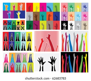 human hands and legs silhouettes, design elements