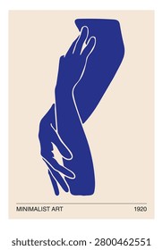 Human hands lino cut art contemporary abstract poster