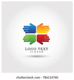 Human Hands Logo. Symbol & Icon Vector Template.