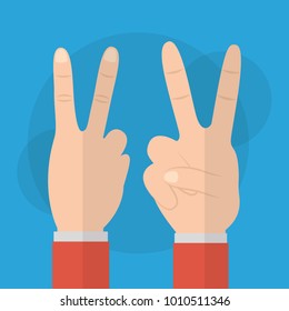 human hands with love peace front and back