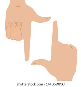 Human hands making frame symbol vector illustration. Cropping gesture.