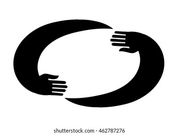 Human hands making a frame symbol isolated on white