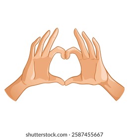 Human hands making heart symbol with fingers, conceptual vector image, eps10