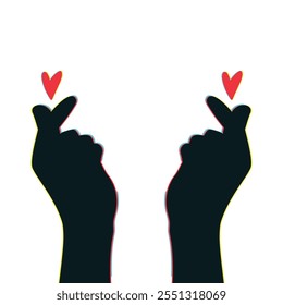 Human hands making love sign. Giving love gesture. Isolated on white. Vector illustration