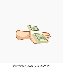 Human hands with money on the white background vector illustration design