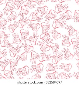 Human hands OK gesture seamless pattern Vector illustration