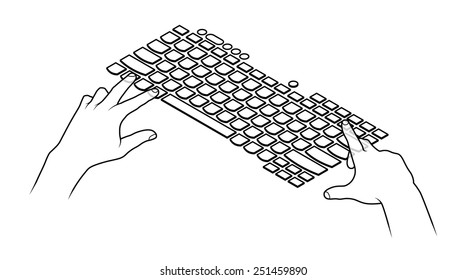 Human hands on a computer laptop keyboard (with two rows of function keys) pressing a combination of keys: Alt-Ctrl-Del