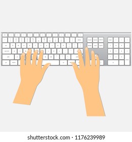 Human hands on keyboard