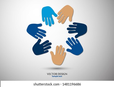 Human hands, open palms. The concept of charity, volunteering, love, kindness, family, social problems. Vector illustration for your design.