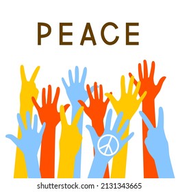 Human hands with pacific symbol - concept of rally for peace