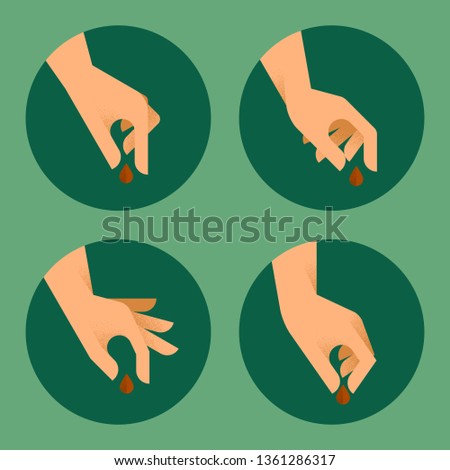 Human hands planted seeds in various gestures. Gardening concept. Charity, donation metaphor. Creative flat style vector illustration 