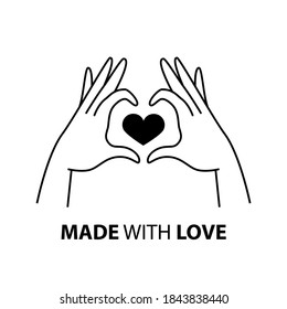 Human hands in positive gesture - showing like, love etc. Vector icon.