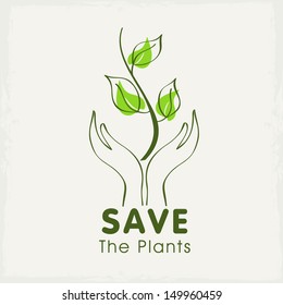 Human hands protecting green plant, save the plants concept. 