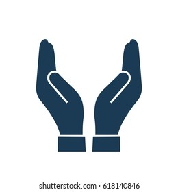 Human hands protection vector icon on white background