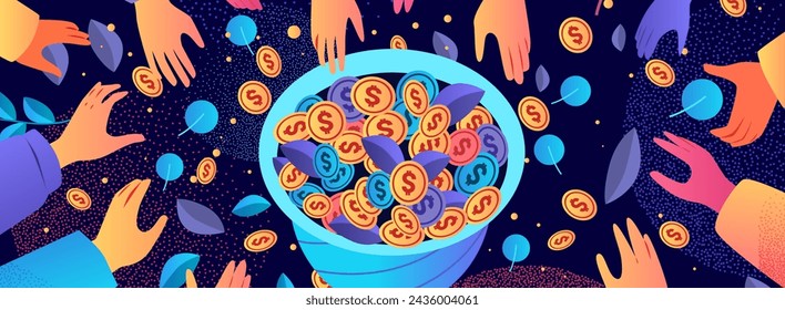 human hands putting dollar coins financial banking wealth transformation technology fintech business investment