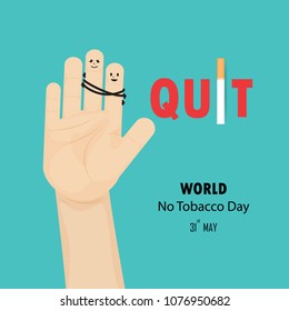 Human hands and Quit Tobacco vector logo design template.May 31st World no tobacco day.No Smoking Day Awareness Idea Campaign for greeting Card,Poster,Brochure,Abstract background.Vector illustration.